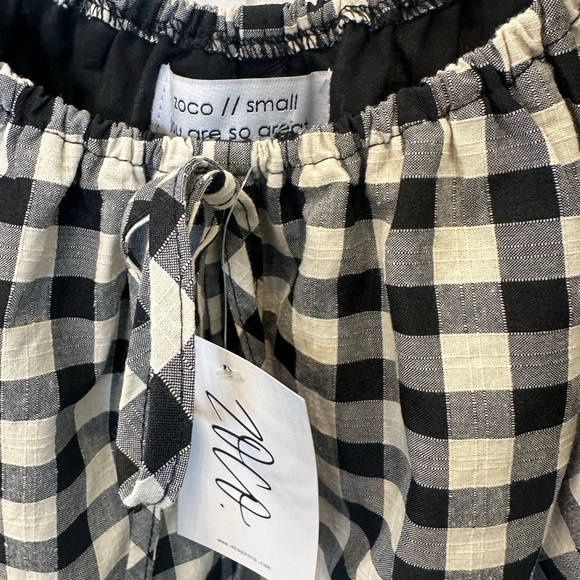 NWT Zoco “Ari” Black & Cream Gingham Puff Sleeve Mini Dress with Pockets Size S - Picture 5 of 7